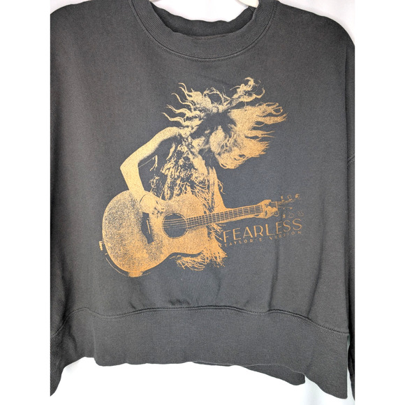Taylor Swift Fearless Rare Taylors Version Cotton Cropped Sweatshirt Gray Small - Picture 3 of 6